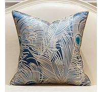 Avigers 20 x 20 Inches Light Blue Silver Peacock Feathers Cushion Cases Throw Pillow Covers Home Decorative Pillows for Couch Sofa Living Room Bedroom Cars 50 x 50cm