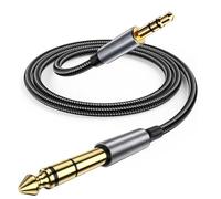 Avigers 3.5mm to 6.35mm Audio Cable, 2m Braided | 3.5mm to 6.35mm male connectors, 2m braided cable for guitar, amplifier, speaker, keyboard and laptop
