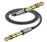 Avigers 6.35mm Male to Male Guitar Cable, 2m Braided | 6.35mm male connectors, 2m nylon braided lead for electric guitar, bass, amplifier, speaker and keyboard