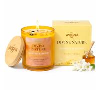 AVIGNA Luxury Jasmine & Honey large Scented Candles,200g Aromatherapy Candle for Bedroom, Bathroom Spa & Cosy Home Décor, Long Burning Jar Candle with Bamboo Lid, scented candles gifts for women & Men