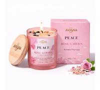 AVIGNA Luxury Rose Garden Large Scented Candles,200g Aromatherapy Candle for Bedroom, Bathroom Spa & Cosy Home Décor, Long Burning Jar Candle with Bamboo Lid, Scented Candles Gifts for Women & Men