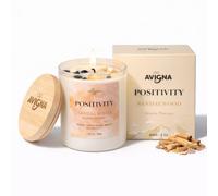 AVIGNA Luxury Sandalwood Scented Candle-200g Large Frosted Crystal Jar Candles with Bamboo Lid, Long-Lasting Even Burn, Relaxing Aromatherapy Home Fragrance Scented Candles Gift for Women & Home Décor