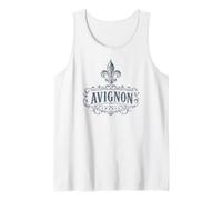 Avignon France Ornate Fleur-De-Lis Navy Print Tank Top