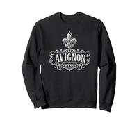 Avignon France Ornate Fleur-De-Lis White Print Sweatshirt