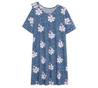 AVIIER Hospital Gowns for Women Open Back Adaptive Clothing Nightgowns Post Shoulder Surgery Dress, Blue Flower, XL