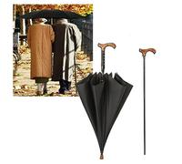 AVIITI 2-in-1 City-Safe Walking Stick Umbrella, Wear-Resistant Windproof Men Women Crutch Parasols, Multifunctional Straight Rod Long Handle Design,Black,86cm/33.8inch