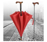 AVIITI 2-in-1 Non-Slip Walking Stick Umbrella, Wear-Resistant Windproof Multifunctional Straight Rod Long Handle Crutch Parasols, Great Gift for Men, Women,Red,86cm/33.8inch