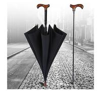 AVIITI 2-in-1 Non-Slip Walking Stick Umbrella, Wear-Resistant Windproof Multifunctional Straight Rod Long Handle Crutch Parasols, Great Gift for Men, Women,Black,86cm/33.8inch