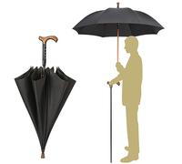 AVIITI 2-in-1 Walking Stick Umbrella, Non Slip Multifunctional Tourism Trekking Poles, Lightweight Aluminum Straight Rod Long Handle Design,Black,86cm/33.8inch