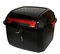 AVIITI Universal Motorcycle Tail Bag Plastic Box, Scooter Trunk Luggage Top Lock Storage Carrier Case, Can Store Helmet,Black,34x38x29cm