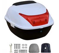 AVIITI Universal Motorcycle Top Box, Motorcycle Rear Tail Trunk Luggage Storage Case, with Mounting Accessories And Night Warning Light,White,38x40x28cm