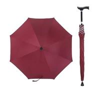 AVIITI Walking Cane Umbrella, 5 Level Height Easy Adjustable Multifunctional Crutch Umbrella, Non-Slip Climbing Cane Parasols,Red,83~92cm/33~36inch