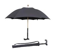 AVIITI Walking Cane Umbrella, Windproof Self Protection Crutch Umbrella, for Climbing, Hiking, Hanging Out on Raining Great Gift,Black,86cm/33inch