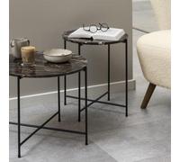 Avila Brown Marble Stone Round Side Table