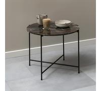 Avila Side Table - Large - Round - Brown Marble