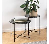 Avila Side Table - Round - Black Marble