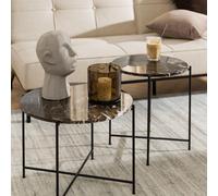 Avila Side Table - Round - Brown Marble