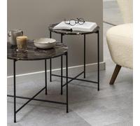 Avila Side Table - Round - Brown Marble Stone