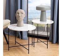 Avila Side Table - Round - White Marble