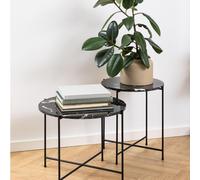 Avila Side Table - Small - Round - Black Marble