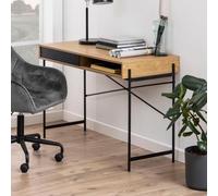 avila wooden laptop desk with 1 sliding door in oak and ash black