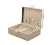 Avilé Jewelry Jewellery box incl. 2 optional pcs. of jewellery Beige Synthetic leather KXD0481-2 - Unisex - Faux Leather Beige 35 x 11.5 x 8