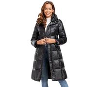 Avilego Long Down Jacket for Women Hooded Long Puffer Coat Duck Down Winter Coat Trendy Parka Jacket 2024, Black, Medium