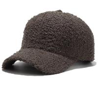 Avilego Winter Baseball Cap for Women Lamb Wool Solid Color Warm Baseball Cap for Outdoor Travel, A Dark Coffee, One Size