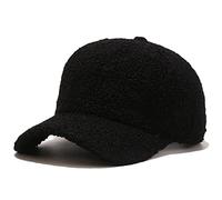 Avilego Winter Baseball Cap for Women Lamb Wool Solid Color Warm Baseball Cap for Outdoor Travel, Black, One Size