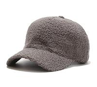Avilego Winter Baseball Cap for Women Lamb Wool Solid Color Warm Baseball Cap for Outdoor Travel, Grey, One Size