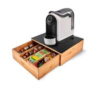 Avilia Bamboo Space-saving Capsule Holder Dispenser with 2 Drawers for Capsule Pods Herbal Tea and Sugar