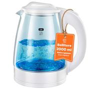 Avilia Electric Glass Kettle 2L -1500W - Kettle with Adjustable Temperature, Automatic Shutdown, Non-Slip Handle and Stainless Steel Plate - White Teapot