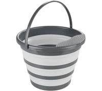 Avilia Folding Bucket 10L with Integrated Strainer and Ergonomic Handle, Polypropylene, Ideal Solution Also Ideal for Travel or Camping, Grey, 33 x 31.5 x 24 cm