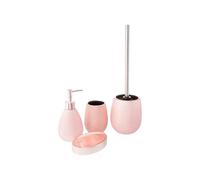Avilia Rose Gold Ceramic Bathroom Accessory Kit - 4 Piece Toilet Set, with Glittered Dispenser, Toothbrush Holder, Soap Dish, Toilet Brush Holder