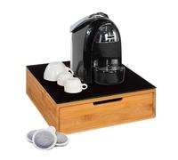 Avilia Space-saving Bamboo Capsule Holder Dispenser with 2 Drawers for Capsule Pods Herbal Tea and Sugar