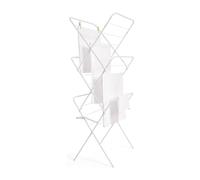 Avilia Vertical Folding Clothes Airer for Indoor and Outdoor Use - with Leg Locking System, Non-Slip, Stainless Steel, 61 x 138 x 44.5 cm, White