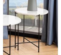 avilla small marble stone round side table in white