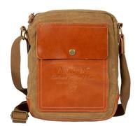 AVIREX, Camp Waxed Canvas Bag with Leather Waterproof Desert Beige Vintage Style with Adjustable Shoulder Strap Available in Desert Beige and Khaki Green, Desert Beige, Medium