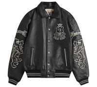 Avirex Men's Goth Varsity Leather Jacket Black