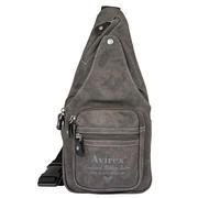 Avirex, One Shoulder Bag with Adjustable Shoulder Strap, in Split Canvas with Faux Leather Details, Men's One Shoulder Bag, Pasadena Collection, PSD20, Dark Grey
