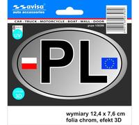 Avisa AutoTattoo Sticker PL + Flags 3D Chrome - 12,4 x 7,6 cm