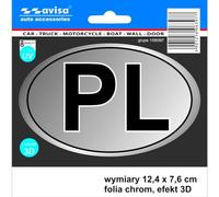 Avisa AutoTattoo Sticker PL + Flags 3D Chrome - 12,4 x 7,6 cm