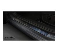 Avisa Black Inox door sill protectors compatible with Volkswagen Golf VIII HB/Variant 2020-2024 & FL 2024- Brushed Steel 'Lines' - 4-pieces