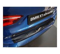 Avisa Black Stainless Steel Rear bumper protector compatible with BMW X1 II F48 M-Package 2015-2022 'Ribs'