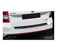 Avisa Black Stainless Steel Rear bumper protector compatible with Skoda Octavia III Kombi RS 2013-2016 & FL 2017-2020 'Ribs'