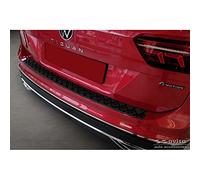 Matt Black Aluminum Rear bumper protector compatible with Volkswagen Tiguan II incl. Allspace & R-Line 2016-2020 & FL 2020- 'Riffled Plate'