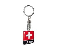 Stainless steel key chain - 'Blood Type' A RH+, Black