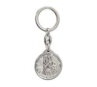 Avisa Stainless Steel Keyring - 'Saint Christopher/St John Paul II' (Silver) - Double Sided 'V2'
