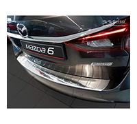 Avisa Stainless Steel Rear bumper protector compatible with Mazda 6 III GJ combi 2012- 'Ribs' (Long Version), Silver
