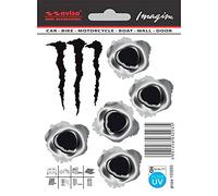 Avisa Sticker 5 Bullet Holes 3,5x3x5 cm + Monster 4,5x6.5cm - black/metal